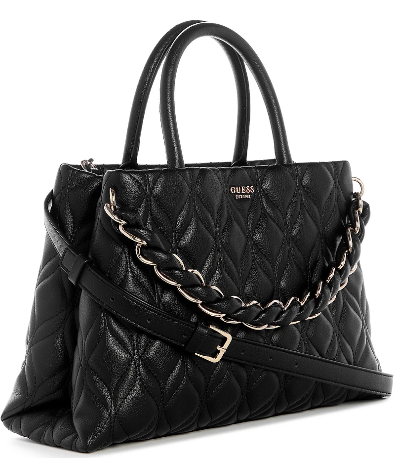 Guess Maxine Girlfriend Quilted Satchel Top Handle Chain Strap Bag