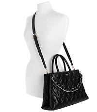 Guess Maxine Girlfriend Quilted Satchel Top Handle Chain Strap Bag