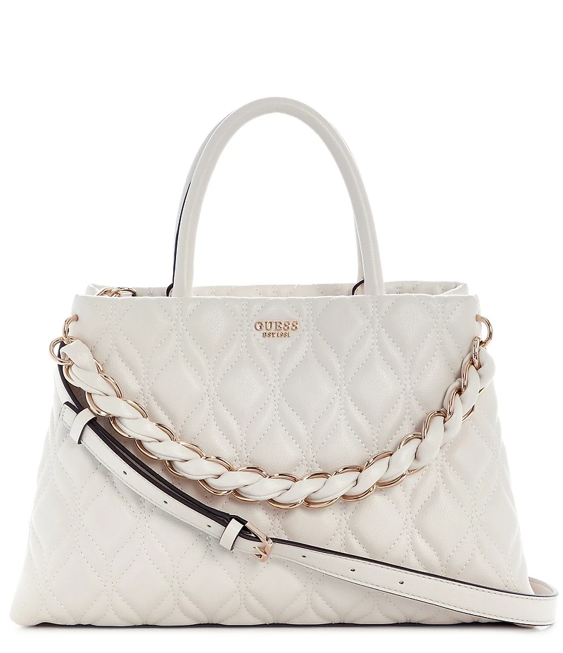 Guess Maxine Girlfriend Quilted Satchel Top Handle Chain Strap Bag