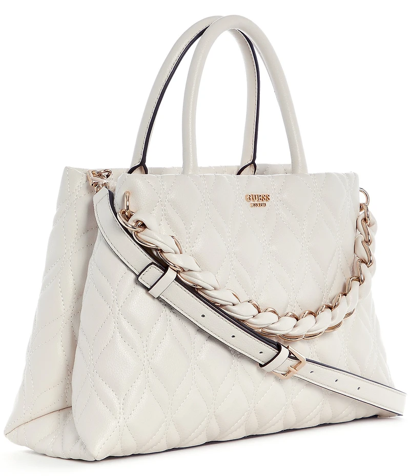 Guess Maxine Girlfriend Quilted Satchel Top Handle Chain Strap Bag