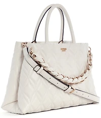 Guess Maxine Girlfriend Quilted Satchel Top Handle Chain Strap Bag