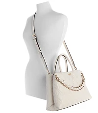 Guess Maxine Girlfriend Quilted Satchel Top Handle Chain Strap Bag