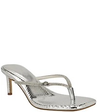 Guess Mayan Snake Embossed Rhinestone Detail Thong Dress Sandals