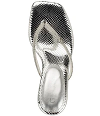 Guess Mayan Snake Embossed Rhinestone Detail Thong Dress Sandals