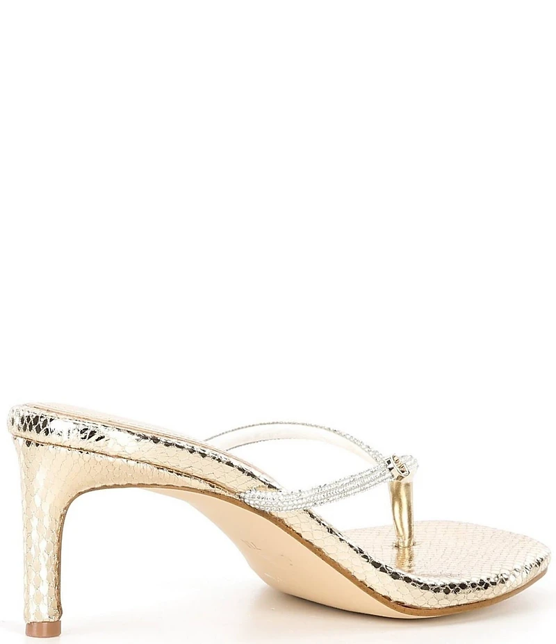 Guess Mayan Snake Embossed Rhinestone Detail Thong Dress Sandals