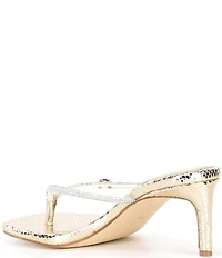 Guess Mayan Snake Embossed Rhinestone Detail Thong Dress Sandals