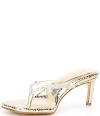 Guess Mayan Snake Embossed Rhinestone Detail Thong Dress Sandals