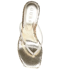 Guess Mayan Snake Embossed Rhinestone Detail Thong Dress Sandals