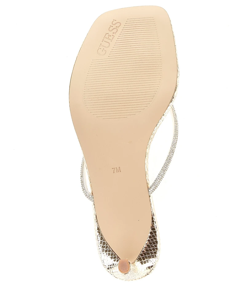 Guess Mayan Snake Embossed Rhinestone Detail Thong Dress Sandals