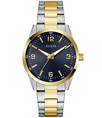 Guess Men's Analog Two Tone Stainless Steel Bracelet Watch