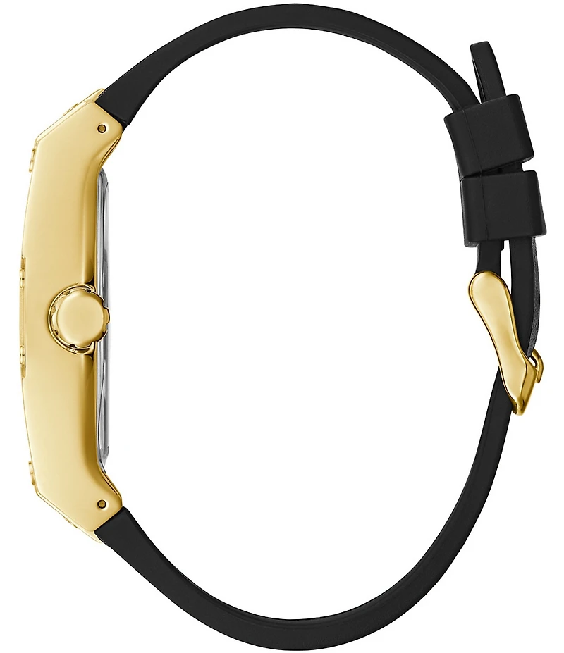 Guess Men's Black And Gold-Tone Square Multifunction Watch