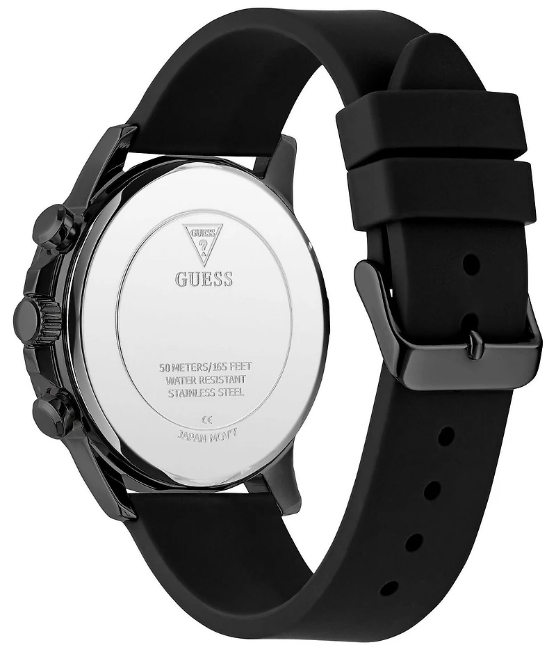 Guess Men's Round 44mm Chronograph Silicone Strap Watch