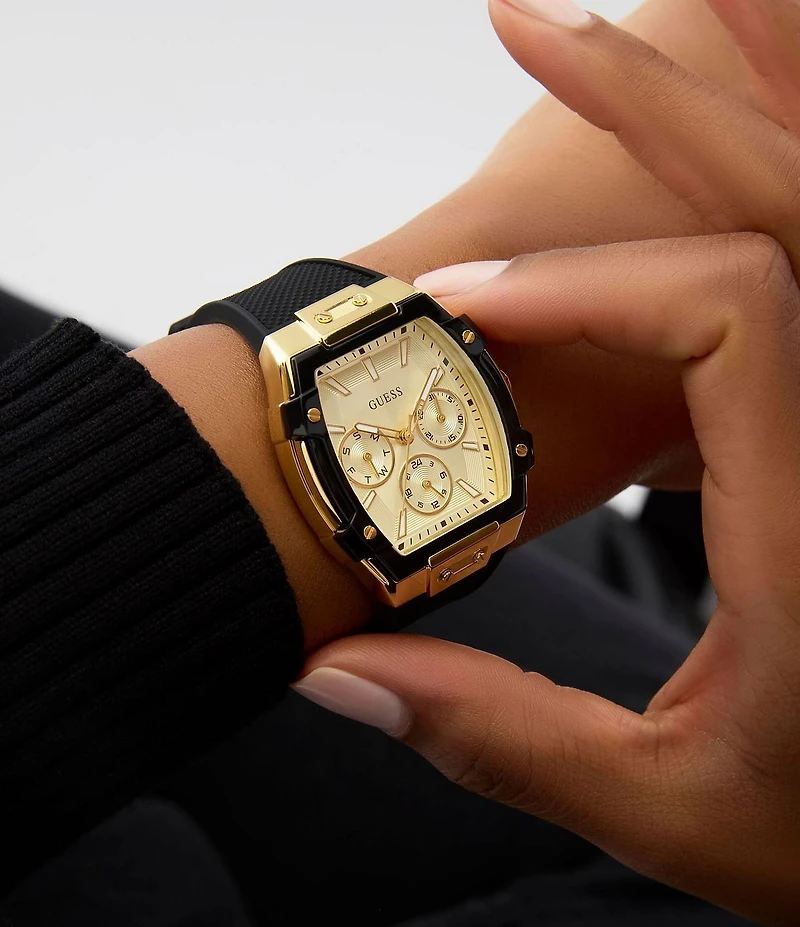 Guess Women's Chronograph Black Silicone Strap Watch