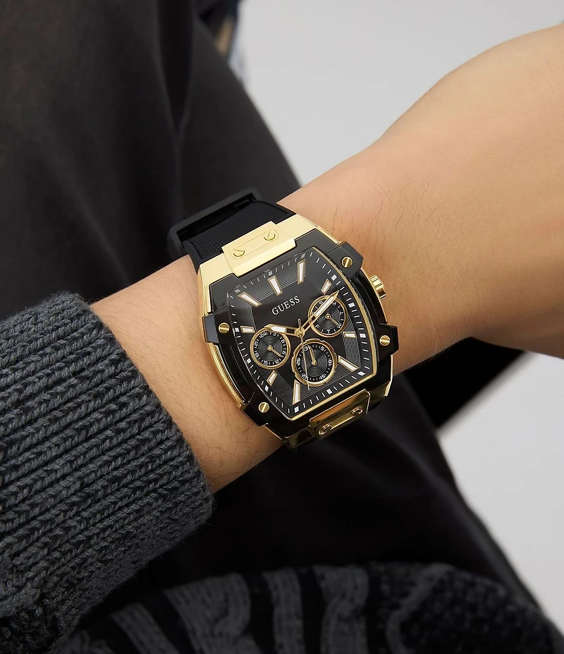 Guess Men's Chronograph Black Silicone Strap Watch