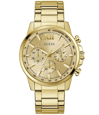 Guess Men's Chronograph Gold Tone Stainless Steel Bracelet Watch