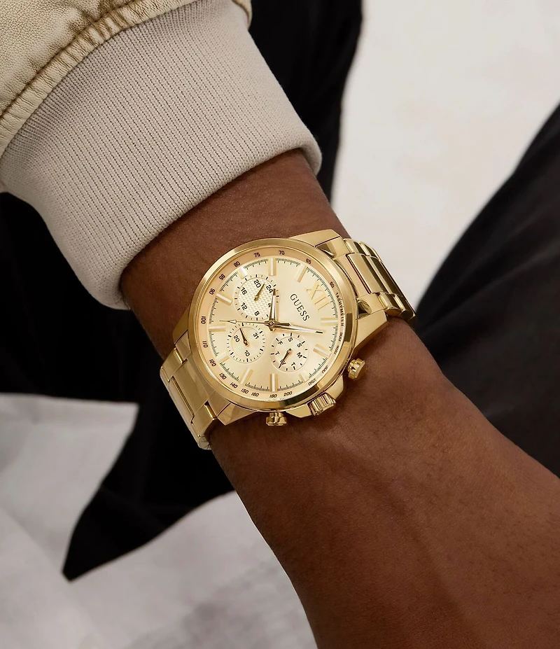 Guess Men's Chronograph Gold Tone Stainless Steel Bracelet Watch