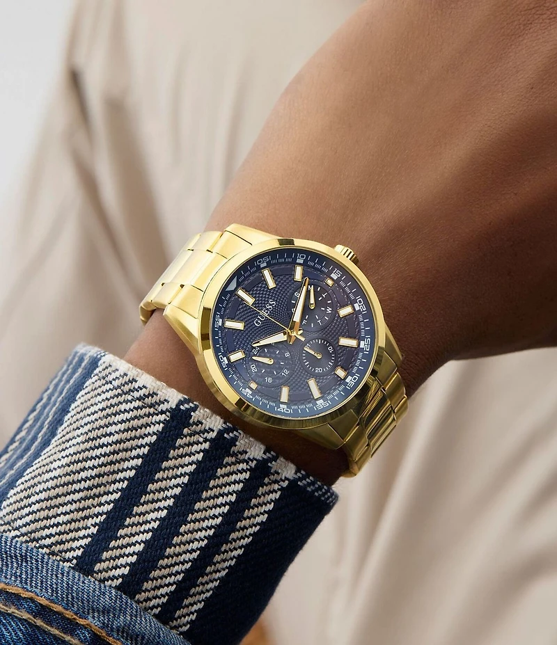 Guess Men's Chronograph Gold Tone Stainless Steel Bracelet Watch