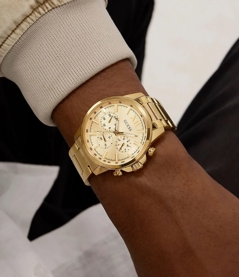 Guess Men's Chronograph Gold Tone Stainless Steel Bracelet Watch