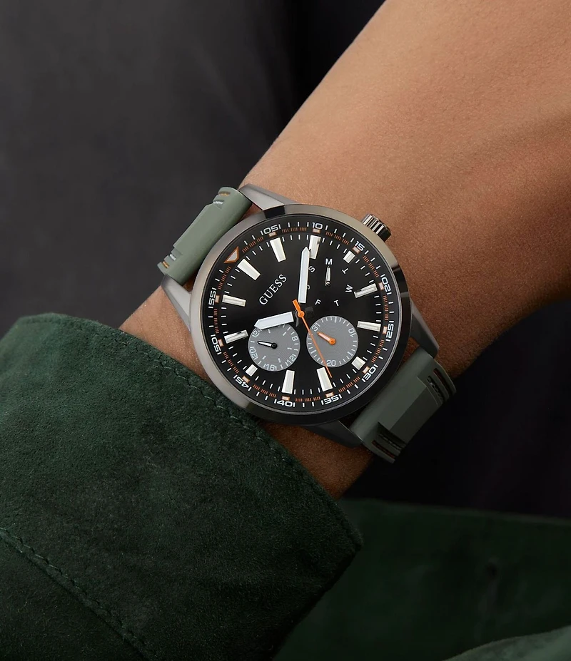 Guess Men's Chronograph Sea Kelp Green Silicone Strap Watch