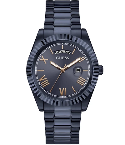Guess Men's Continental Analog Navy IP Bracelet Watch