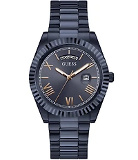 Guess Men's Continental Analog Navy IP Bracelet Watch