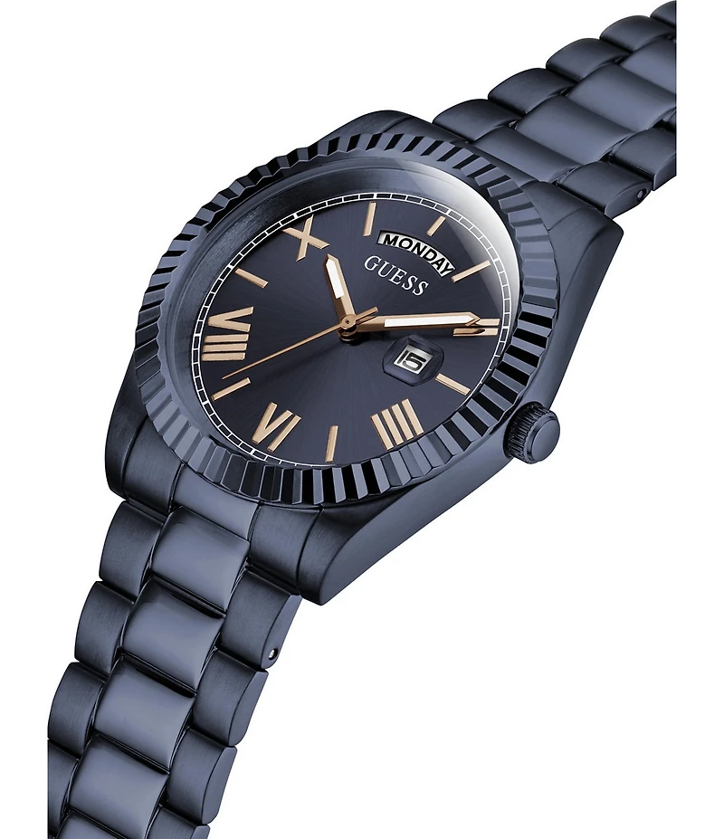 Guess Men's Continental Analog Navy IP Bracelet Watch