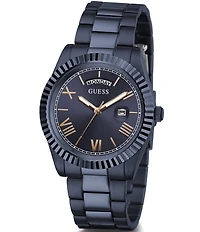 Guess Men's Continental Analog Navy IP Bracelet Watch
