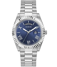 Guess Men's Continental Analog Silver-Tone Bracelet Watch