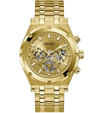Guess Men's Continental Bling Multifunction Gold-Tone Bracelet Watch