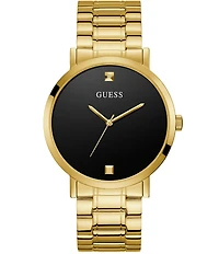 Guess Men's Gold-Tone and Black Diamond Analog Watch