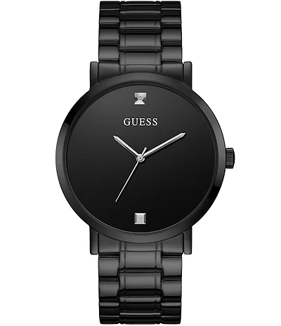 Guess Men's Gold-Tone and Black Diamond Analog Watch