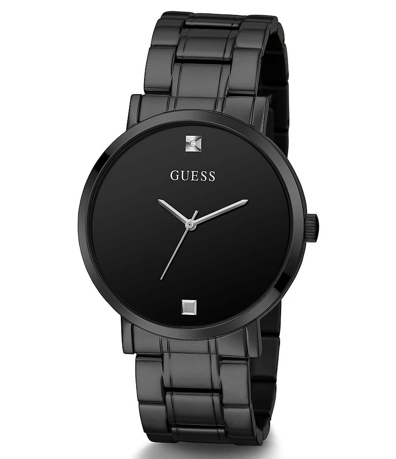 Guess Men's Gold-Tone and Black Diamond Analog Watch