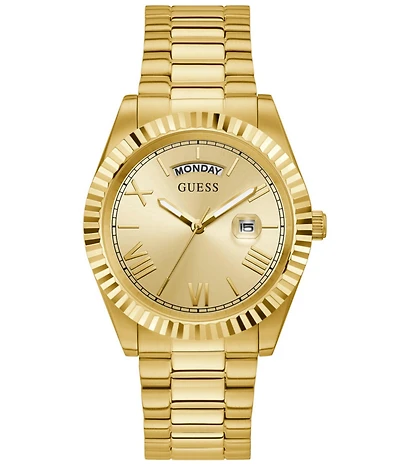 Guess Men's Gold-Tone Stainless Steel Day/Date Watch