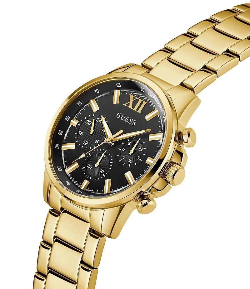 Guess Men's Multifunction Gold Tone Stainless Steel Bracelet Watch