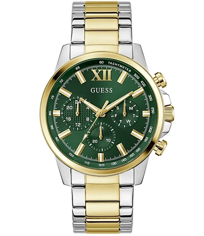 Guess Men's Walker Chronograph Two Tone Stainless Steel Bracelet Watch