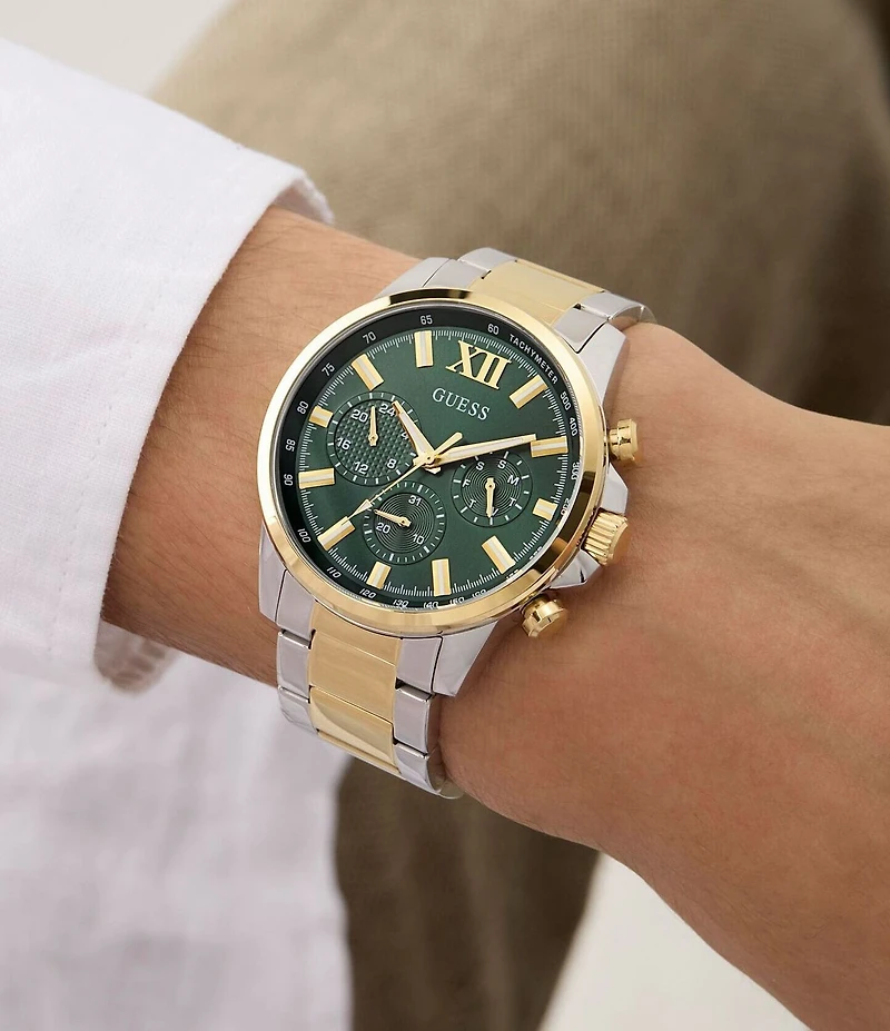 Guess Men's Walker Chronograph Two Tone Stainless Steel Bracelet Watch