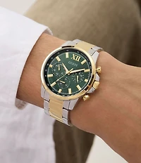 Guess Men's Walker Chronograph Two Tone Stainless Steel Bracelet Watch