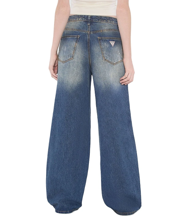 Guess Mid Rise Double Pocket Wide Leg Jeans