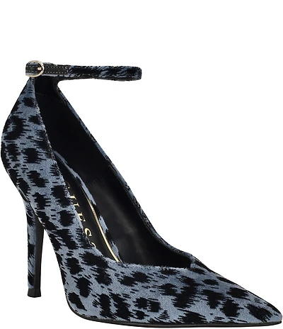Guess Napril Leopard Print Ankle Strap Pumps