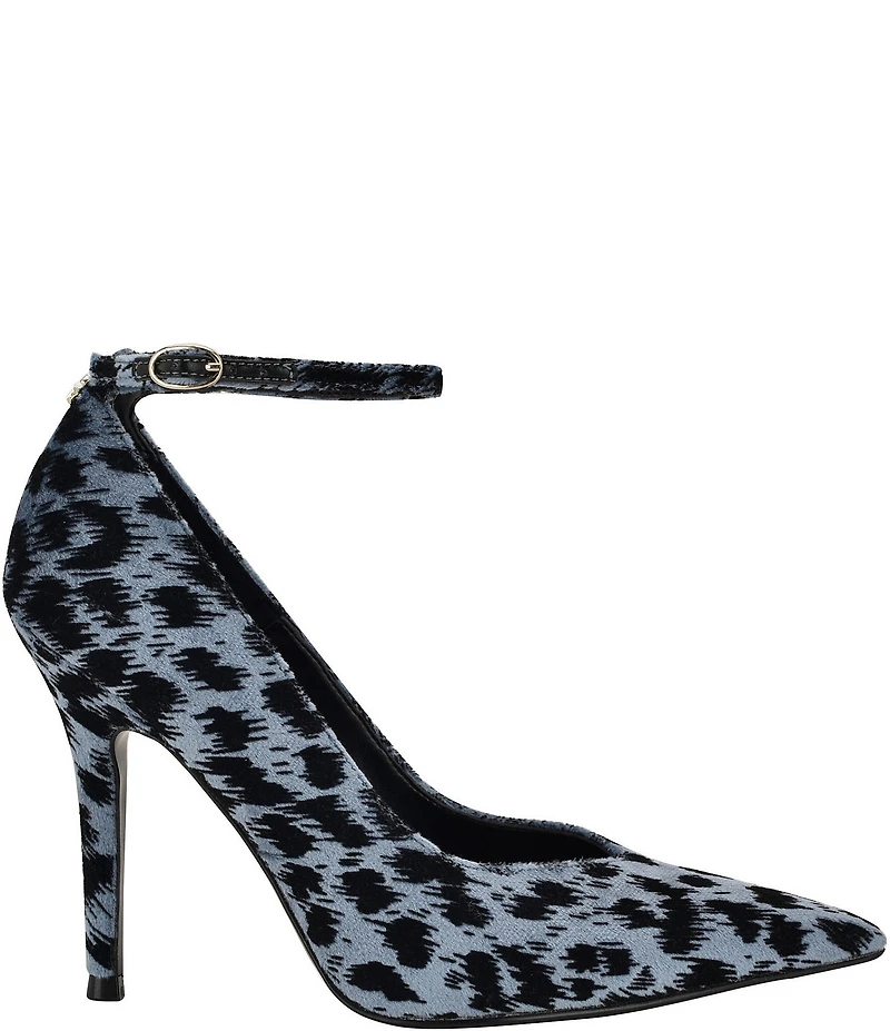 Guess Napril Leopard Print Ankle Strap Pumps