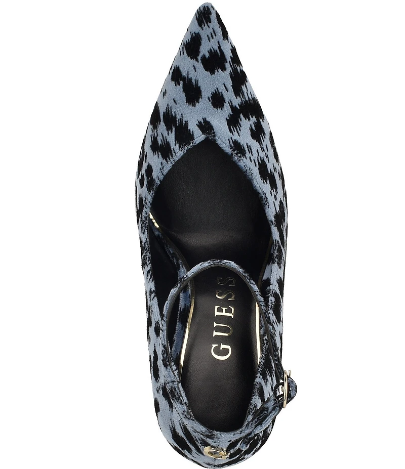 Guess Napril Leopard Print Ankle Strap Pumps