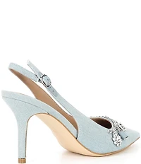 Guess Naska Denim Charm Bracelet Ornament Slingback Pumps