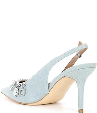 Guess Naska Denim Charm Bracelet Ornament Slingback Pumps