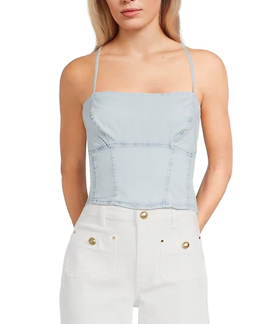 Guess Niki Sleeveless Cropped Denim Top