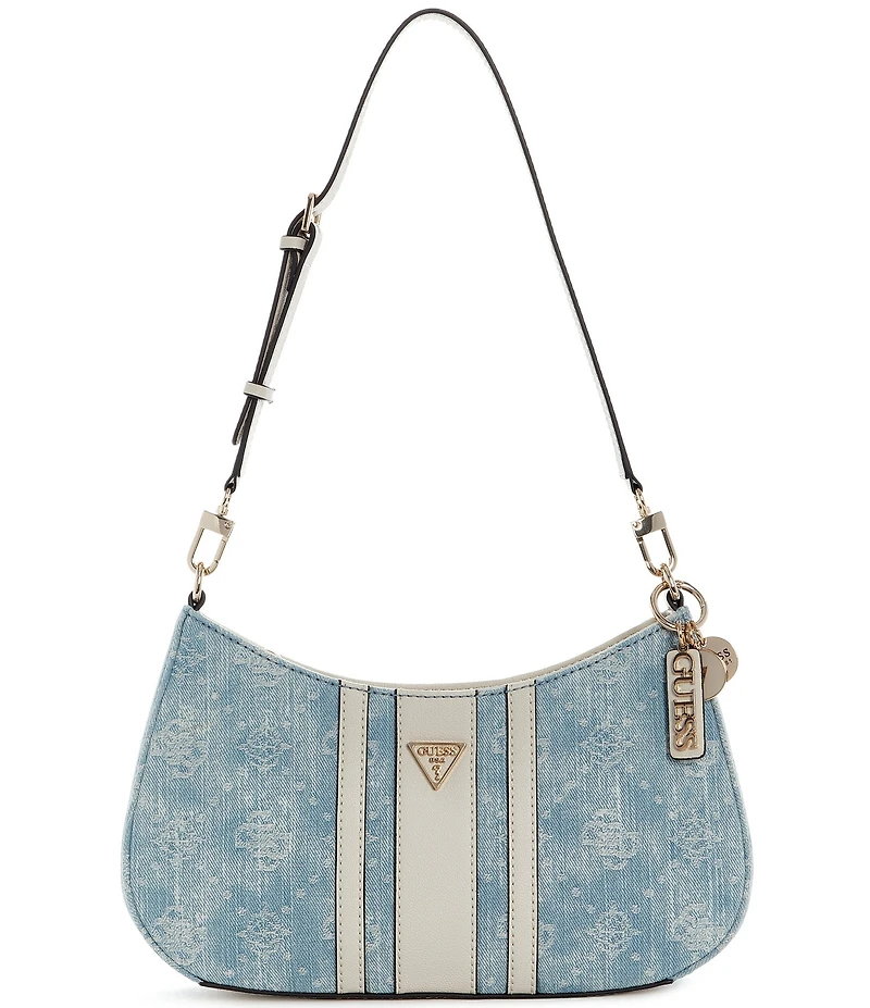 Guess Noelle II Logo Top Zip Denim Shoulder Bag