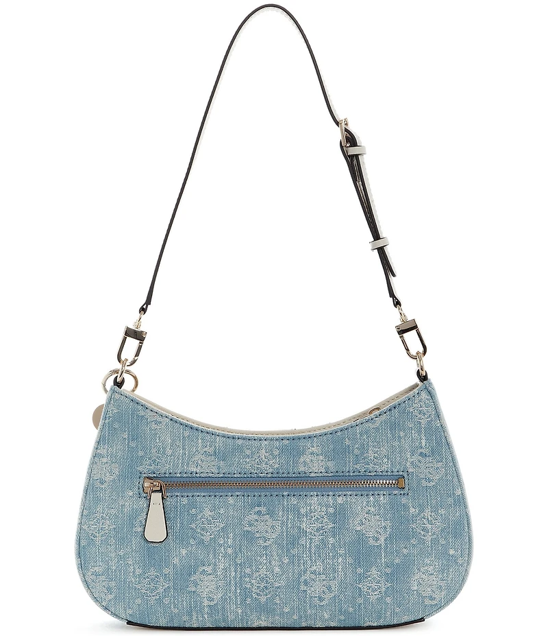 Guess Noelle II Logo Top Zip Denim Shoulder Bag