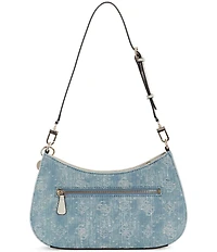Guess Noelle II Logo Top Zip Denim Shoulder Bag