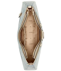 Guess Noelle II Logo Top Zip Denim Shoulder Bag