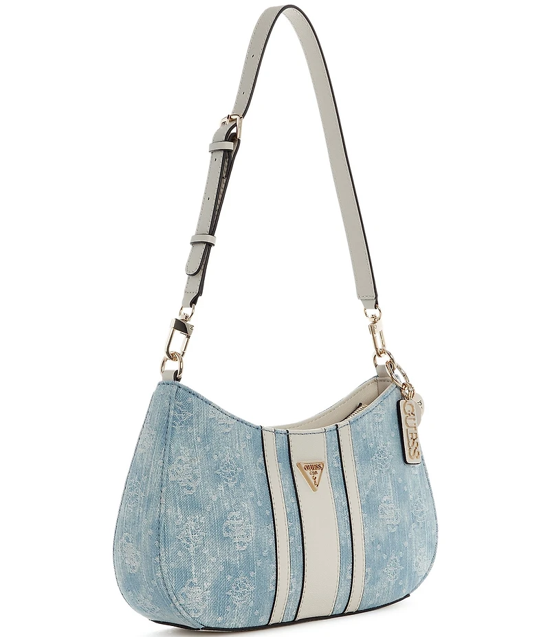 Guess Noelle II Logo Top Zip Denim Shoulder Bag