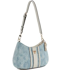 Guess Noelle II Logo Top Zip Denim Shoulder Bag